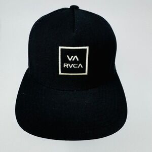 RVCA Mens Black Twill Mesh Snapback Trucker Hat MAAHWWVY Green Underbill Mid Fit